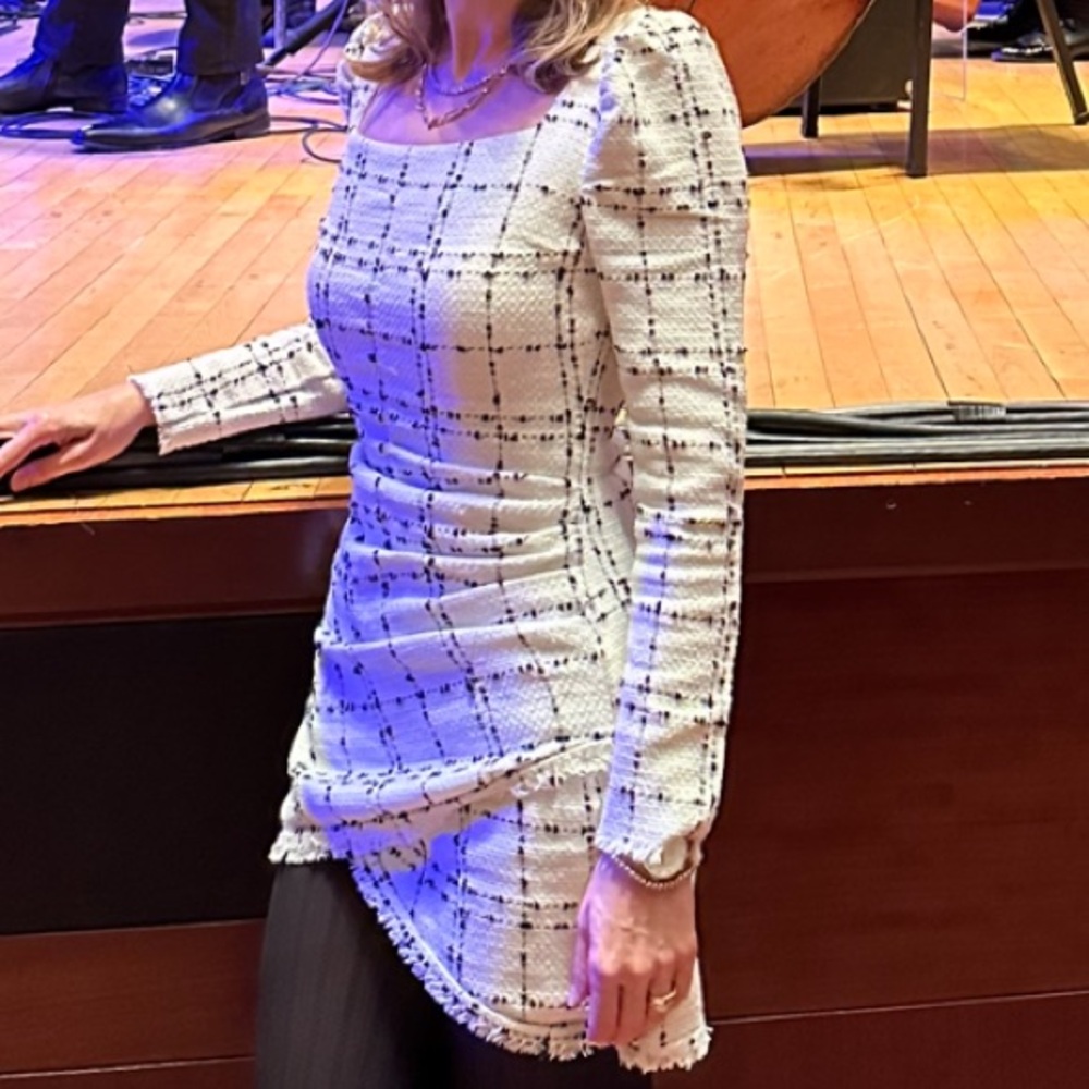 Mini Draped Knit Dress Long Sleeve